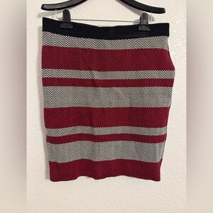 Elle Red and Black Chevron Pencil Skirt